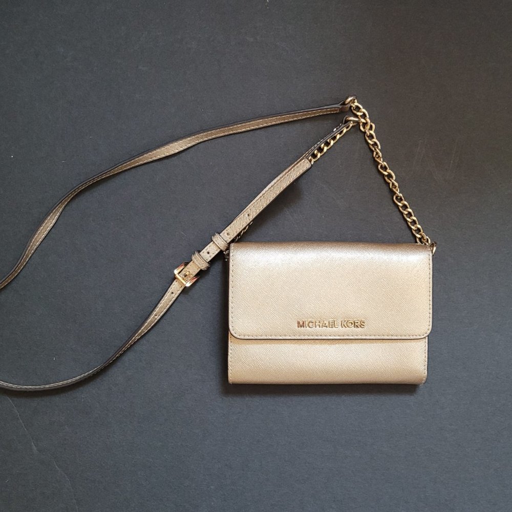 Michael Kors Gold Crossbody Wallet - Picture 7 of 7